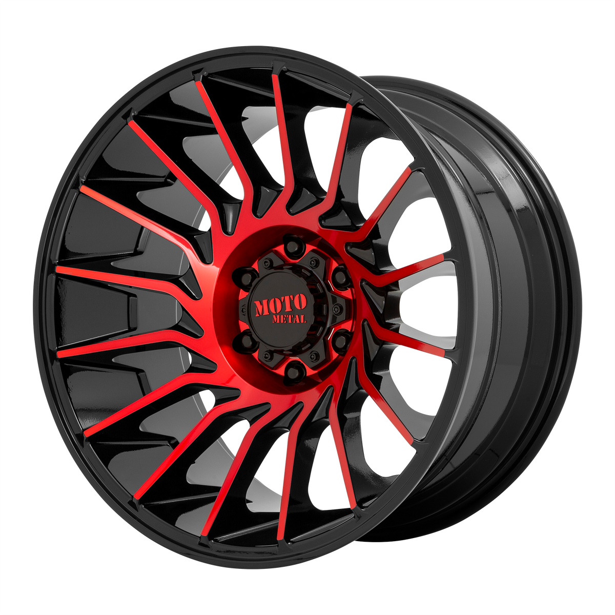 Moto Metal MO807 GLOSS BLACK MACHINED W/ RED TINT