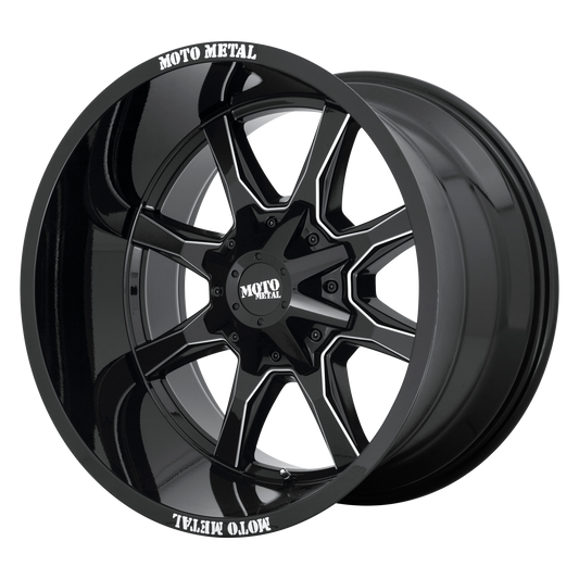 MO970 - GLOSS BLACK W/ MILLED SPOKE & MOTO METAL ON LIP