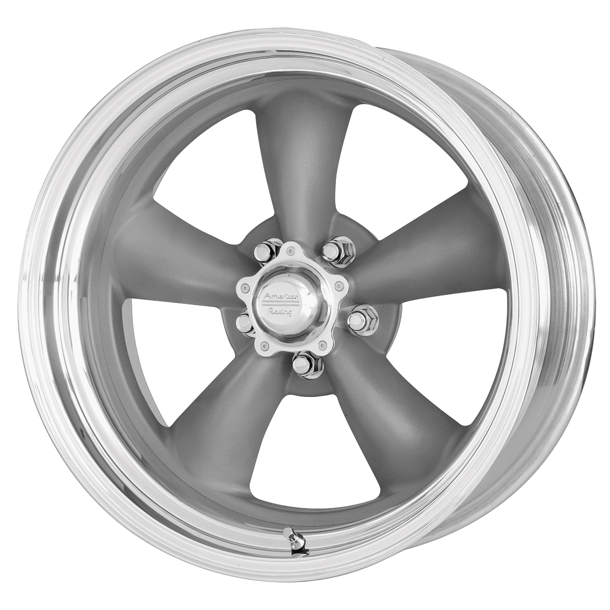 American Racing Vintage VN205 CLASSIC TORQ THRUST II TORQ THRUST GRAY W/ POLISHED LIP