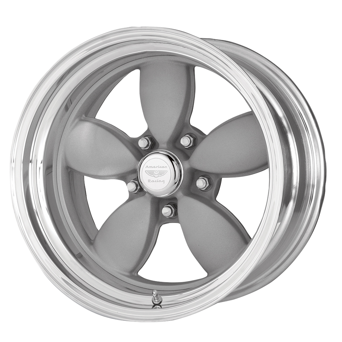 American Racing Vintage VN402 CLASSIC 200S TWO-PIECE MAG GRAY CENTER POLISHED BARREL