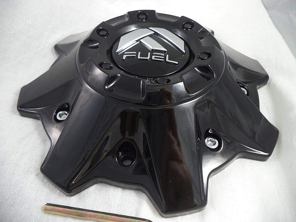 Fuel 1PC FUEL 8 LUG GLOSS BLACK CAP (FLAT BOTTOM)