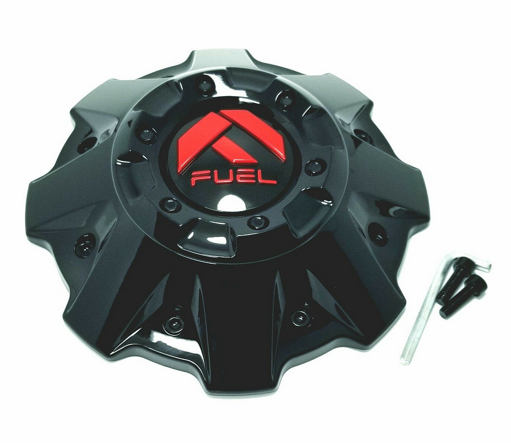 Fuel 1PC FUEL DUALLY CAP - FRONT G-BLK RED LOGO