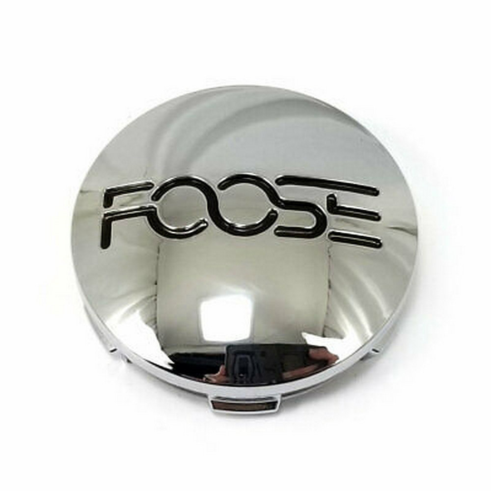 Foose 1PC FOOSE 2.95"FLAT CAP-CHROME W/ BLACK LOGO
