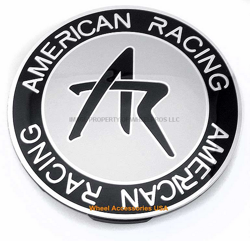 American Racing AR CAP BLACK SNAP IN 62BC SILVER AR LOGO