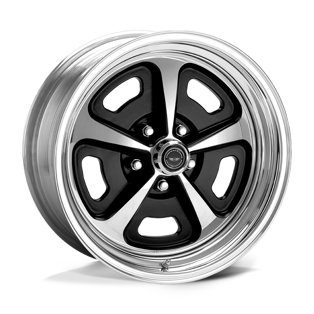 American Racing Vintage VN5007110000 — Two-Piece Gloss Black Polished Center & Barrel
