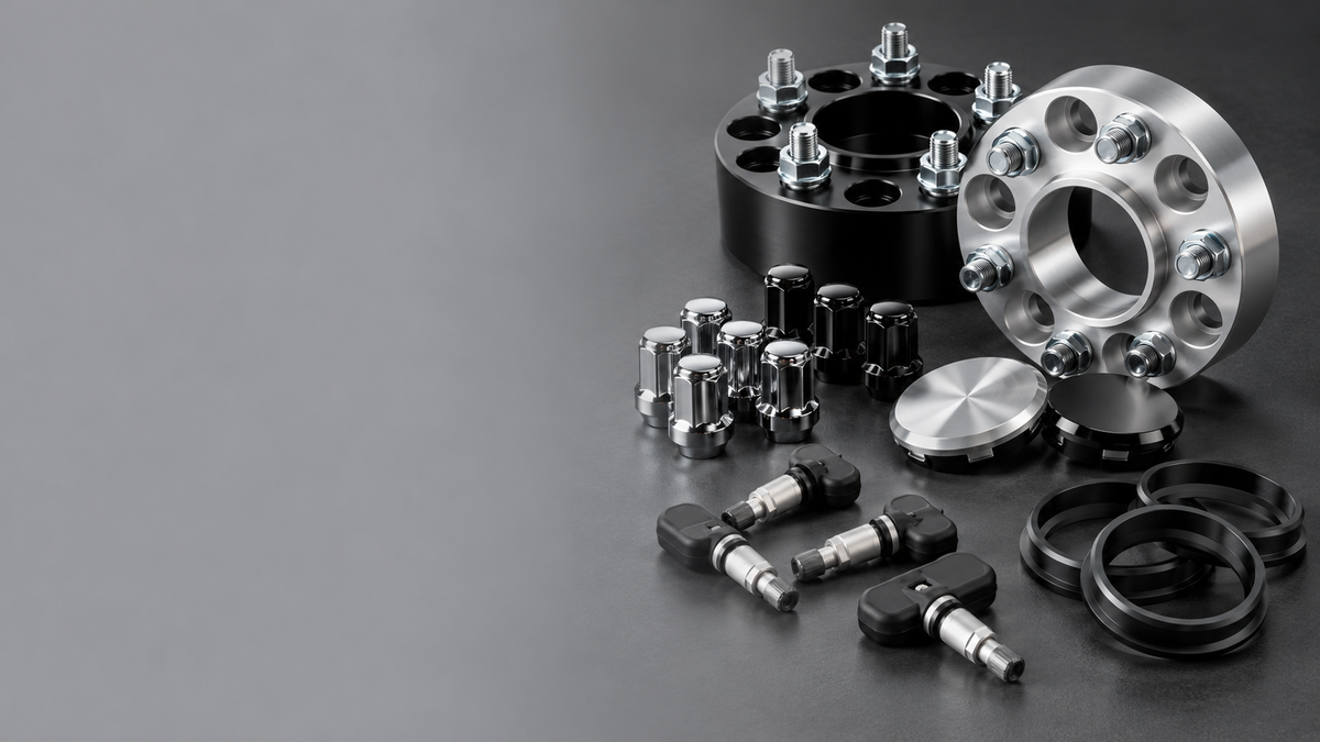 Wheel accessories including spacers, lug nuts, center caps and TPMS sensors