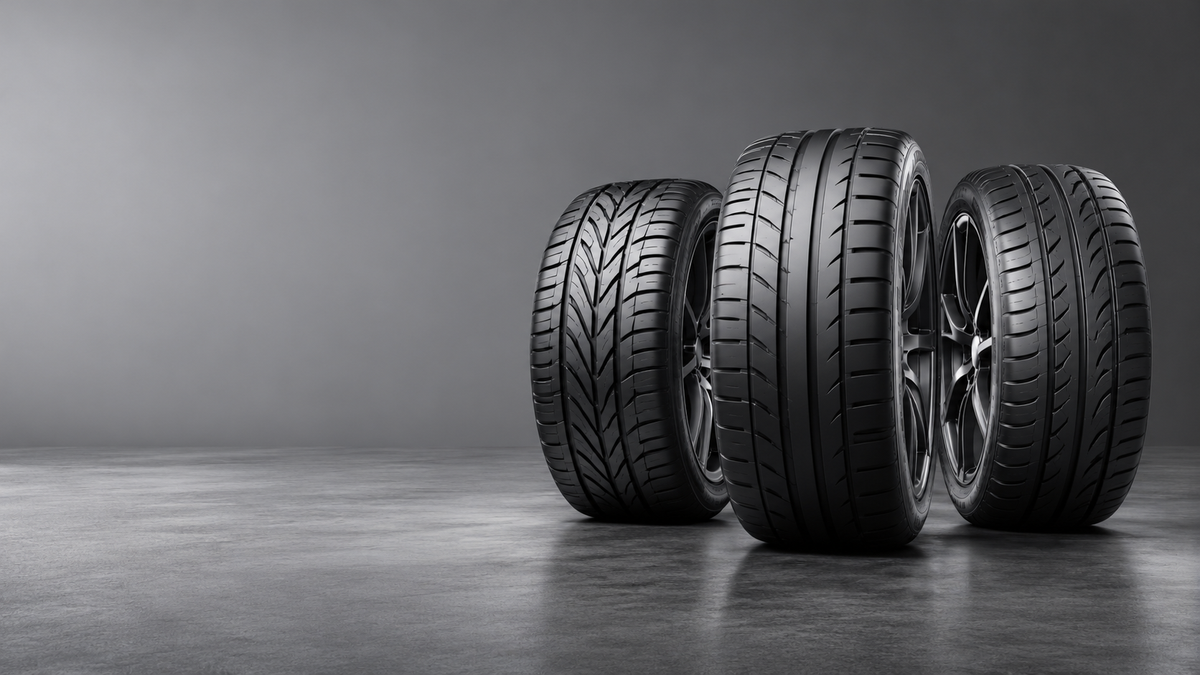 tires on a seamless gray studio background