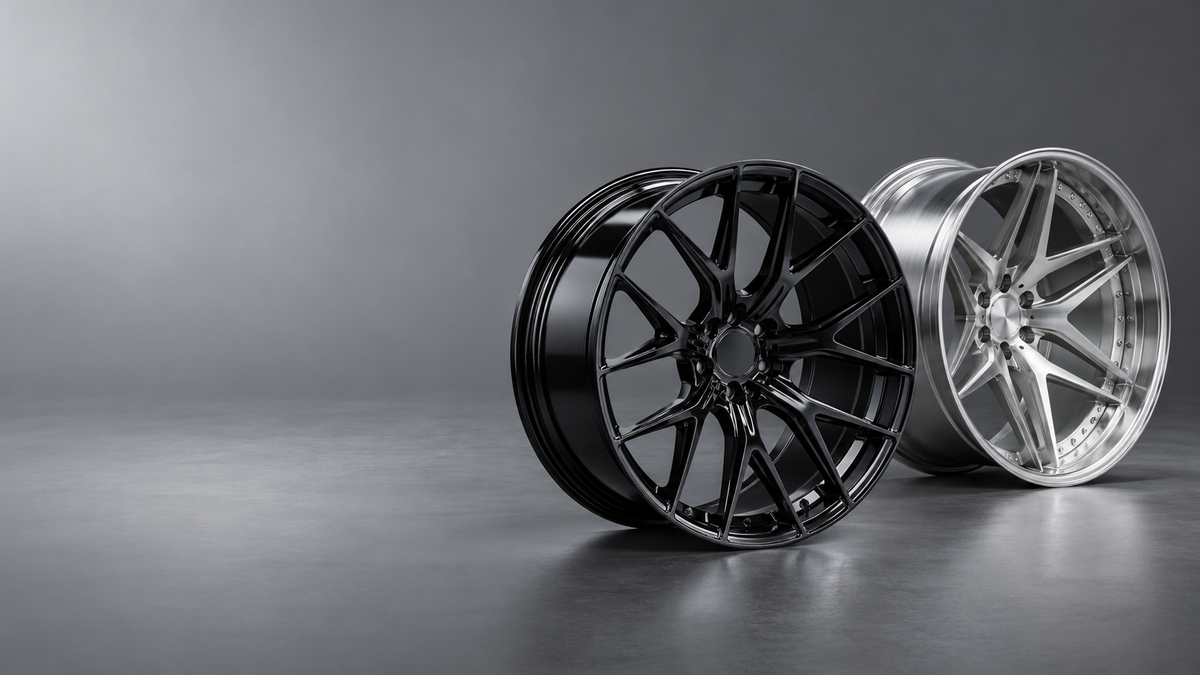 wheels on a seamless gray studio background