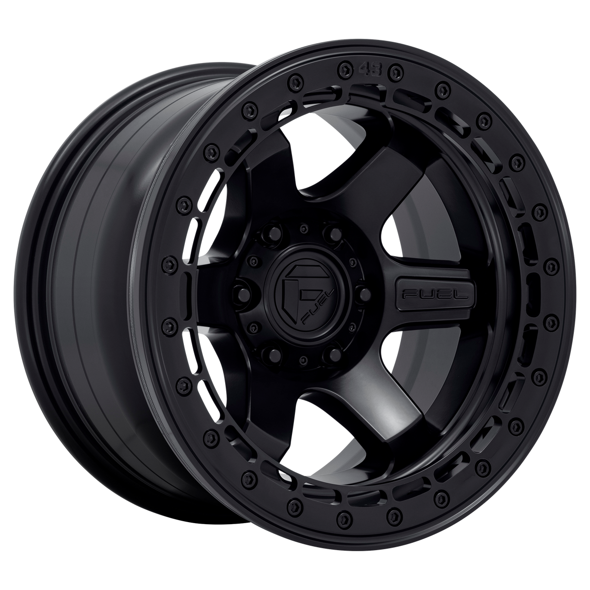 Fuel 1PC D122 BLOCK BEADLOCK MATTE BLACK W/ MATTE BLACK RING