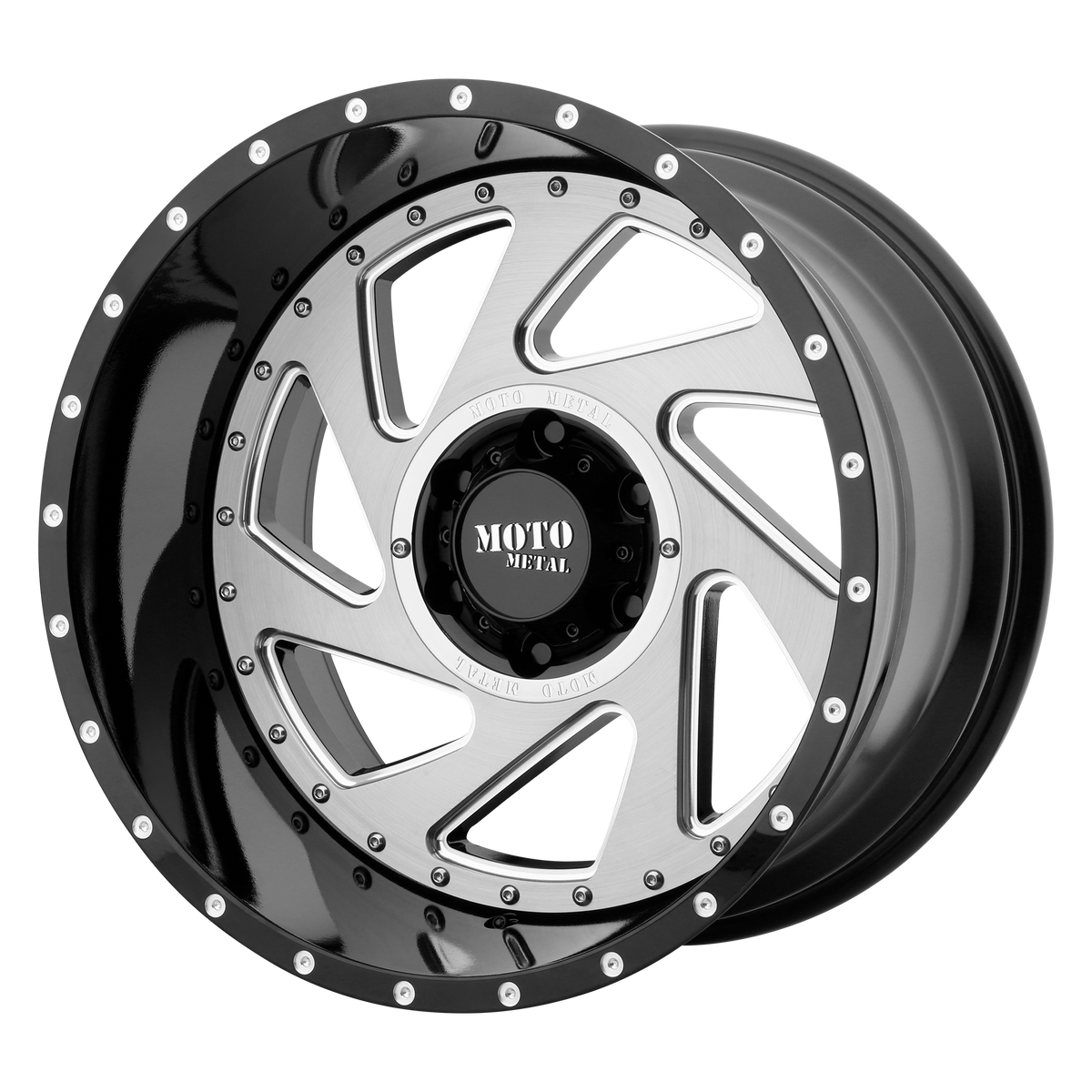 Moto Metal MO989 CHANGE UP GLOSS BLACK MILLED W/ BRUSHED INSERTS