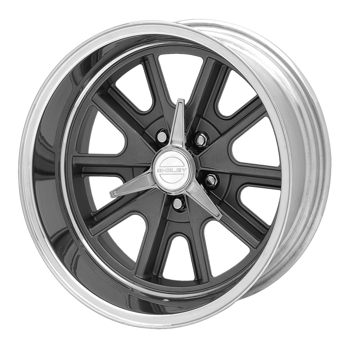 American Racing Vintage VN427 SHELBY COBRA MAG GRAY W/ CENTER POLISHED BARREL