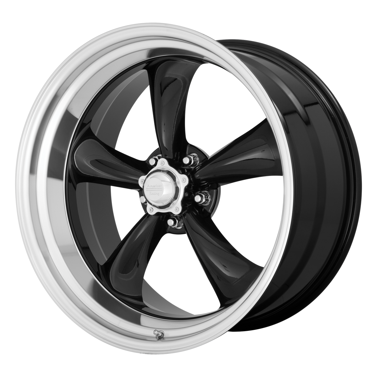 American Racing Vintage VN315 TORQ THRUST II 1 PC GLOSS BLACK W/ MACHINED LIP